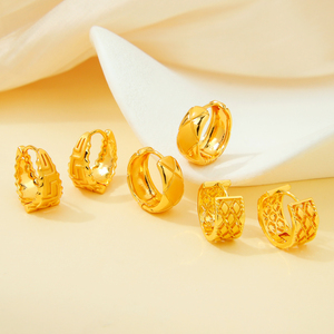 Pendientes de Aro Geométricos de Latón de Lujo para Novia, Chapados en Oro de 21k, Antideslustre, Joyería para Mujer para Fiestas - Product Image 2