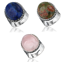 Vente chaude Vintage hommes 925 argent pierre précieuse bague Turquoise émail bleu opale pierre cristal bracelet plaqué rhodium bijoux fins