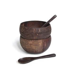 Hecho a mano único grabado Logo Venta caliente <span class=keywords><strong>O</strong></span> Ensalada Helado Ecológico Coco Shell Bowl Vela Coco Cáscara Cuchara de coco - Product Image 1
