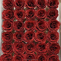Têtes de roses artificielles scintillantes Or rose Bleu Cristal Roses brillantes avec paillettes