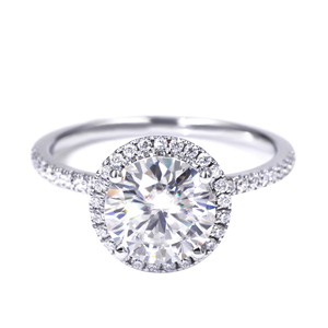Tianyu joyería fina solitario halo compromiso mujeres Gra Mossanite oro sólido Real 14K <span class=keywords><strong>Moissanite</strong></span> anillo de bodas de oro puro para mujer - Product Image 1