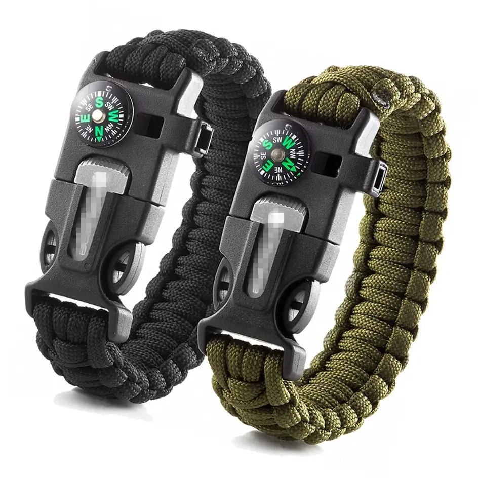 Outdoor Camping 5 in 1 Bracelet Paracord Tactical Gear Survival Fire Starter Compass Knife 550 Paracord Bracelet