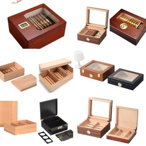 Humidor rectangular portátil de madera de cedro vintage para cigarros, caja de almacenamiento de madera para estuches de cigarros - Product Image 3
