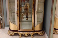 Cabinet à vin traditionnel royal français Beno W111, haut de gamme, antique, en bois massif doré, porte en verre, durable, pour salon, appartement