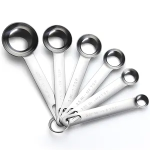 6 Pieces Stainless Steel Measuring Spoon Set Tea Coffee Measurement Spoons and Cup
