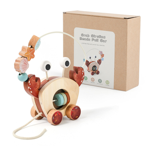Cubo de actividades sensoriales Montessori de madera con laberinto de cuentas de cangrejo, coche de empuje, <span class=keywords><strong>juguete</strong></span> para bebés y niños pequeños, bloques de construcción ecológicos sin BPA - Product Image 6