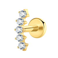 Pendientes de Titanio ASTM F136 con Zirconia en Forma de Pera, Engastados con Garras, con Parte Superior Roscada para Perforaciones en la Oreja