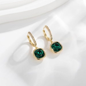 <b>Crystal</b> <b>Stud</b> <b>Earrings</b> Geometric Square Bezel Setting Purple Everyday Wear - Product Image 2