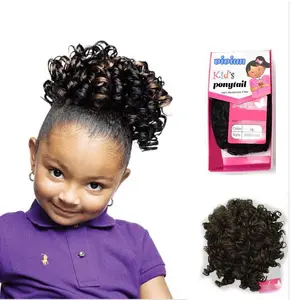 Premium synthetic ponytail organic hair products for black kids private label jumbo ball hair tie for black girls hair accessory