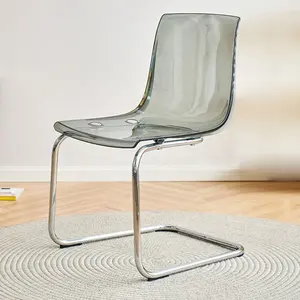 Chaise de salle à manger moderne en acrylique avec cadre en métal pour la maison, chaise en acrylique artistique