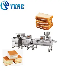 Sanduíches automáticos recheados Bun Maker máquina de enchimento Semi-Cut Bread Sandwich Bread Line máquina para padaria