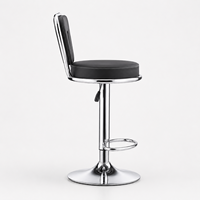 Tabouret de bar moderne en cuir PU à hauteur réglable, pivotant, avec dossier et repose-pieds, base chromée pour cuisine et bar