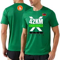 T-shirt de marathon personnalisé en polyester par sublimation, haute respirabilité, évacuation de la transpiration, t-shirt de course sportive pour équipe personnalisée