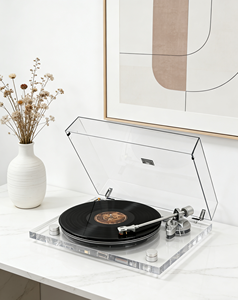 Tourne-disque professionnel en acrylique transparent de <span class=keywords><strong>luxe</strong></span>, audio Hi-Fi Bluetooth, plateau minimaliste artistique, lecteur de disques vinyles - Product Image 3