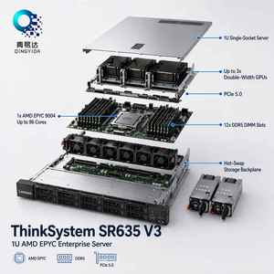 Сервер <span class=keywords><strong>1U</strong></span> для стоек Lenovo ThinkSystem SR635 V3 с процессором AMD EPYC 2.6ГГц 4-го поколения, облачное хранилище, в наличии - Product Image 1