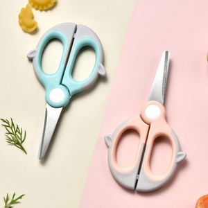 Ciseaux pour bébé en acier inoxydable personnalisés avec étui de voyage, faible MOQ, ciseaux de cuisine pour enfants, poignée en plastique robuste - Product Image 3