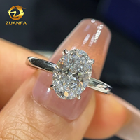 Bague de fiançailles en or massif 18 carats avec diamant moissanite taille ovale 2,00 ct D-VVS1 et sertissage à deux branches