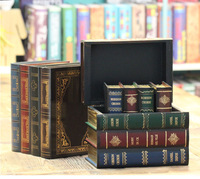 Caja de Joyería de Madera Personalizada con Diseño de Libro Simulado, Adorno Decorativo de Oficina Estilo Retro Europeo