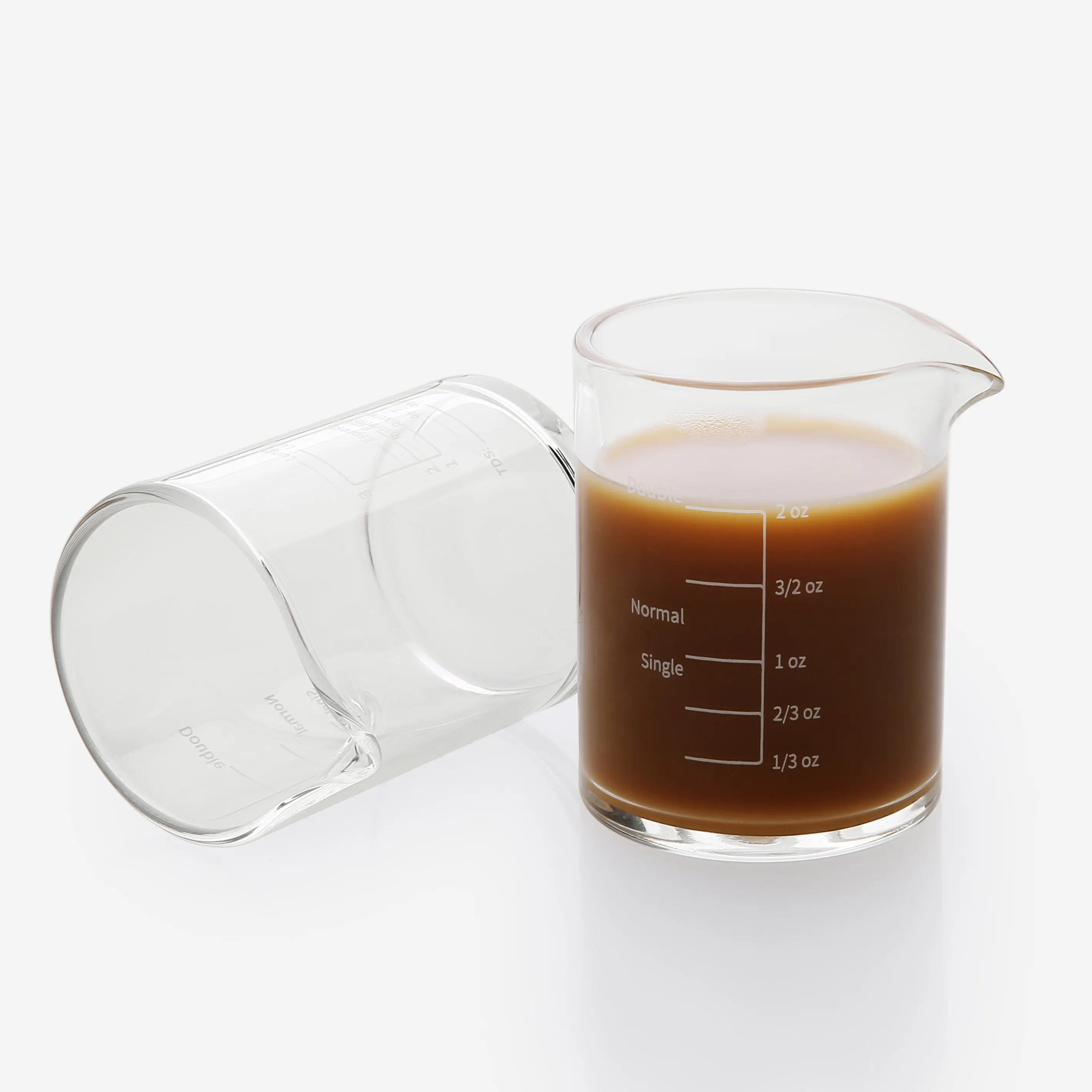 BCnmviku 2 حزمة إسبريسو فناجين زجاج مقياس كوب مقياس المنزل مقهى الزجاج المقاوم للحرارة قياس كوب حليب