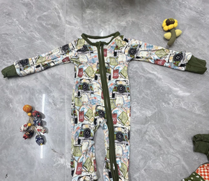 Whatnot hazır gemi rahat bambu viskon bebek pijama yumuşak rastgele boyutu baskı ile fermuar toptan usta/kör kutu - Product Image 4