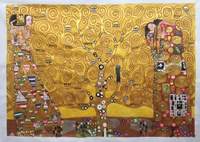 Taille personnalisée Reproduction de qualité musée Gustav Klimt Arbre de vie peint à la main or texturé peinture à l'huile sur toile