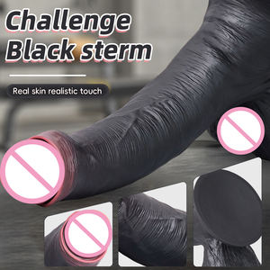 9-дюймовый чёрный гигантский толстый дилдо, секс-игрушка с уникальным реалистичным головкой, большой дилдо на присоске, взрослые игрушки, мягкий силиконовый дилдо для женщин - Product Image 4