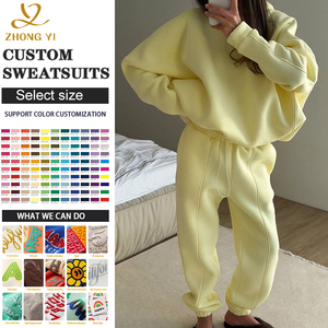 <span class=keywords><strong>Sweat</strong></span> à capuche surdimensionné en coton épais à col ras du cou Pull-over avec broderie de logo personnalisé Sweatshirts Polerones <span class=keywords><strong>Sweat</strong></span>-shirt à col rond pour femmes - Product Image 1