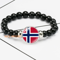 Bracelet perlé élastique noir drapeau mexicain, accessoire patriotique tendance pour hommes et femmes, best-seller