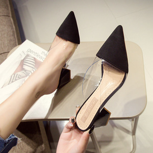 -Une génération de cheveux tempérament gros talons hauts été nouveau transparent en plein air tongs mode cent, avec des femmes pointues - Product Image 2