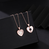 Collier avec pendentif cœur en émail noir plaqué or 18 carats et argent sterling 925, cadeau tendance pour mariage et anniversaire