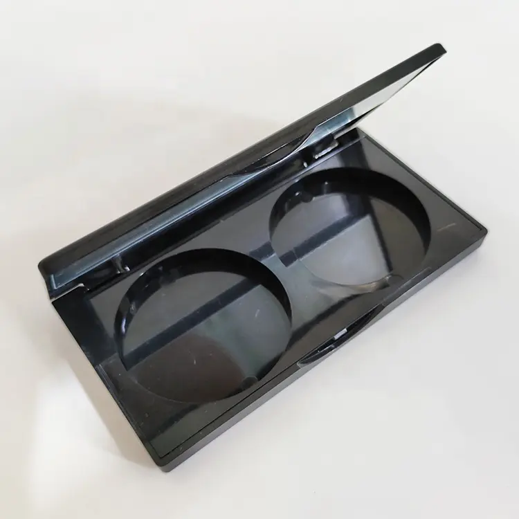 Shaking powder case Duo corrector caja de polvo compacta con espejo rubor caja de polvo con ventana embalaje de cosméticos de plástico