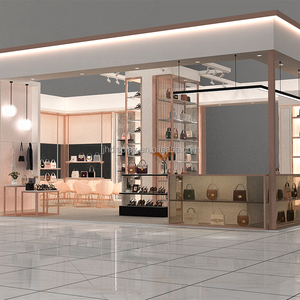 Jjh thời trang túi xách Giày cửa hàng hiển thị thiết kế nội thất cho trang trí sáng bóng vàng Túi Xách Giá bằng gỗ Túi xách hiển thị đứng - Product Image 5