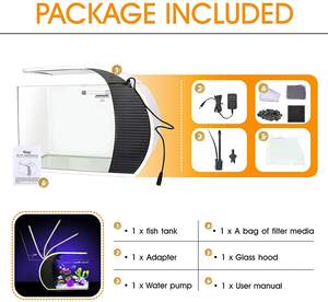 ชุดอุปกรณ์ตู้ปลาไฮเกอร์ พร้อมไฟ LED ปั๊มน้ำ ตู้ปลาทรงโค้งสำหรับตู้ปลา - Product Image 5