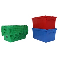 Boîte de rangement en plastique empilable à haute résistance avec couvercle à charnières