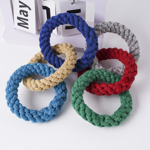 ของเล่นสุนัขแบบเชือกฝ้ายถักเป็นสามวง ทนทานสำหรับสุนัข - Product Image 4