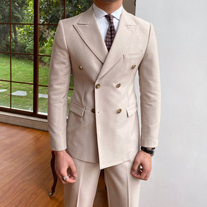 Abito <span class=keywords><strong>Slim</strong></span>-<span class=keywords><strong>Fit</strong></span> da <span class=keywords><strong>uomo</strong></span> doppiopetto con collo a punta all'ingrosso abiti Casual da <span class=keywords><strong>uomo</strong></span> con cerniera e pantaloni a mosca traspiranti - Product Image 6