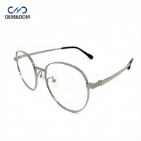JJH26217 Monturas de Gafas Unisex Redondas de Metal con Aro Completo, Lentes AC, Diseño Ligero para Uso con Prescripción Médica