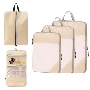Sacs de rangement de voyage pliables à compression 5 pièces en polyester, durables, grande capacité, portables, avec fermeture éclair, option logo personnalisé - Product Image 6