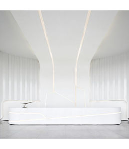 עיצוב שולחן קדמי משטח מוצק CORIANS עם עיצוב תחריט CNC של דוגמת צלקת - Product Image 3