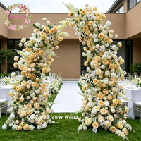 Arche de mariage en forme de corne, fleurs artificielles en soie blanches, décoration de toile de fond pour les mariages
