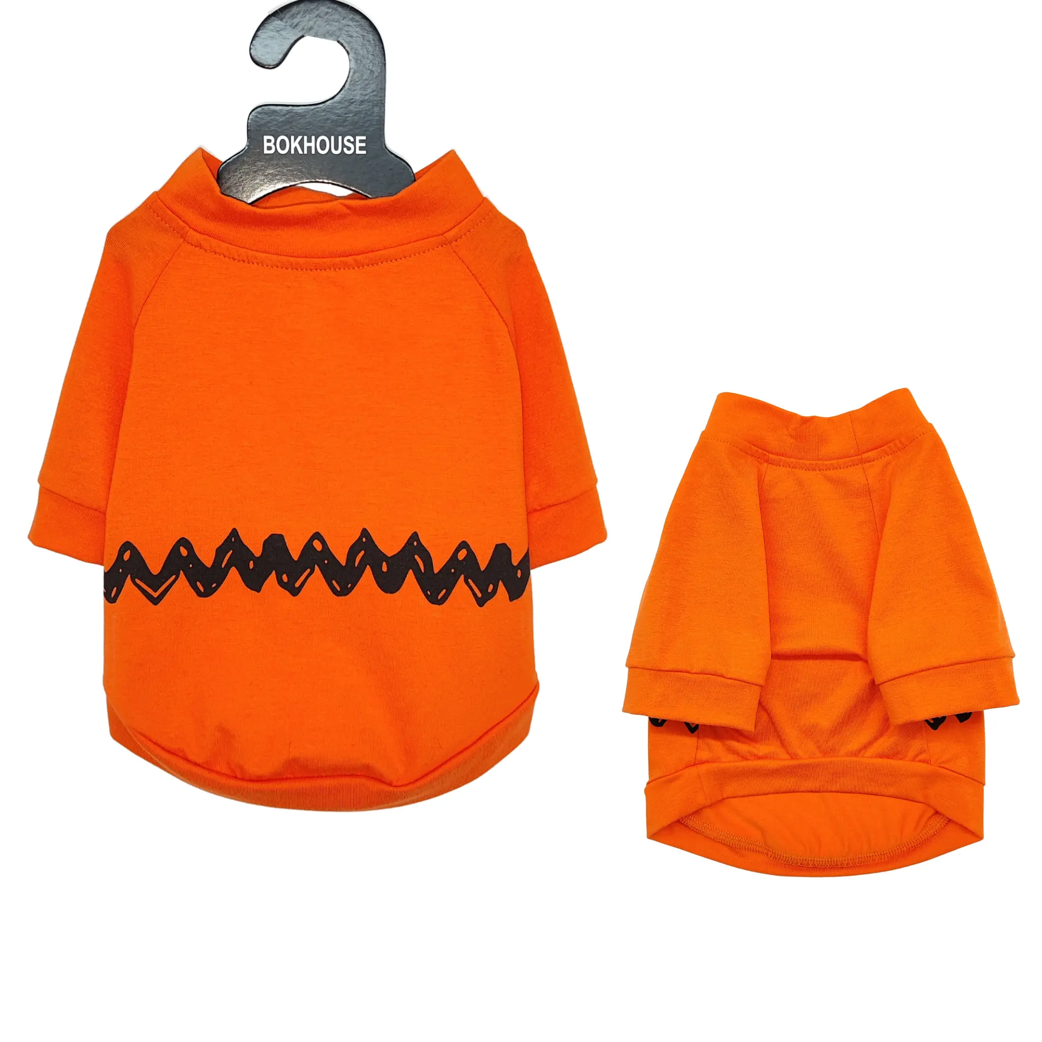 BOKHOUSE Dropshipping पालतू बिल्ली हेलोवीन वेशभूषा नारंगी प्रिंट कपास टी शर्ट 2022 पिल्ला कुत्ते कपड़े