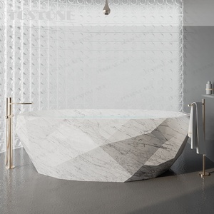 Tostone Premium Artistic Carved Natural Volakas White Marble Bathtub Deep Soaking <strong>Tub</strong> for High Grade Private Villa Home Design - Product Image 1