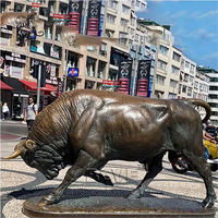 BLVE, decoración de jardín al aire libre, estilo europeo, tamaño real, figura de Animal de Metal, estatua de ganado de cobre, escultura de toro de bronce