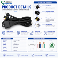 Harness Lampu Kabin Kapal Kustom, Kabel Lampu LED Marine Tahan Air IP67 OEM ODM Pabrik ABYC Langsung