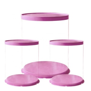 Tall Round 3 Tiers 4 6 8 10 12 14 Inches Transparent Wedding Cake <b>Box</b> for Tier Cakes Bakery - Product Image 1