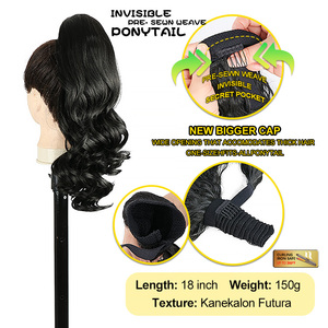 Cola de caballo ondulada larga y rizada de alta calidad al por mayor con peine invisible, piezas de pelo sintético, extensión de pelo de cola de caballo - Product Image 6