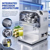 Presse à canne à sucre électrique commerciale verticale en acier inoxydable, rouleaux solides, haute efficacité, capacité 1,5L