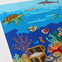 Mosaïque de verre personnalisée sur le thème du monde sous-marin, animaux marins, pour piscine, parc aquatique, stade, gymnase, hôtel, décoration murale