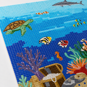 Mosaïque de verre personnalisée sur le thème du monde sous-marin, animaux marins, pour piscine, parc aquatique, stade, gymnase, hôtel, décoration murale - Product Image 5