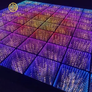 Pernikahan DJ disko klub malam dancefloor tahan air 3D cermin berbintang RGB panel ubin 3d led lantai dansa